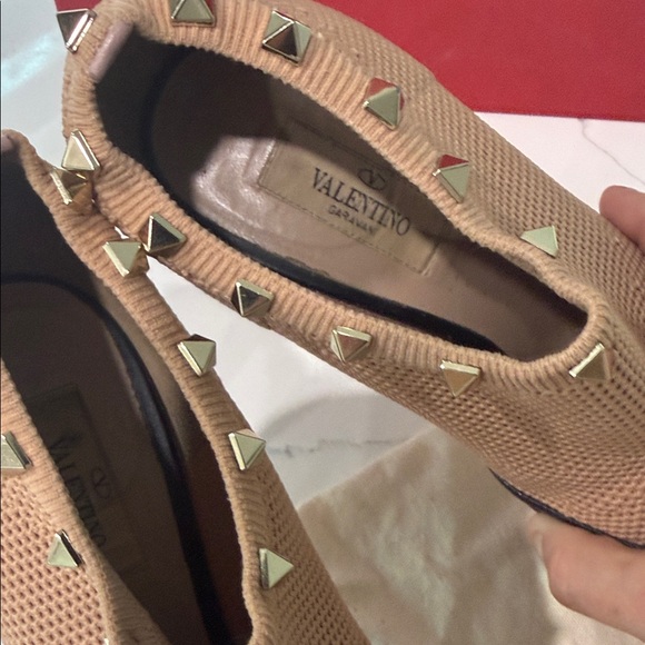 Valentino Garavani Beige Mesh and Black Leather Studded Ankle Boot - Picture 15 of 16